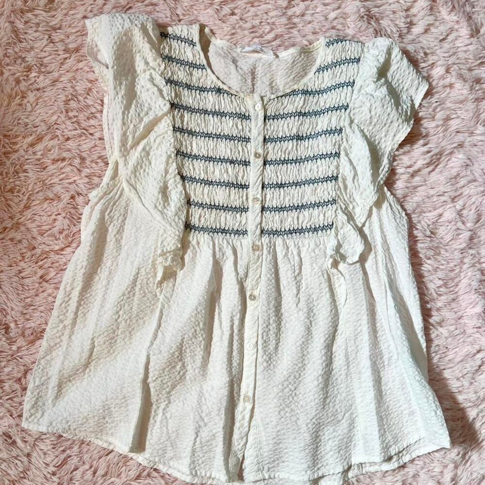 Jane & Delancey‎ Smocked Ruffle Fairy Boho Prairie Indie Coquette Cottage Top